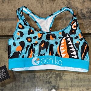 Ethika Blue and Orange Leopard Sports Bra
